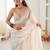 Off white embellished sequinned satin heavy work saree