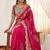 Magenta embellished floral mirror work  georgette designer saree