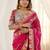 Magenta embellished floral mirror work  georgette designer saree