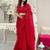 Red embellished sequinned saree with blouse piece