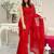 Red embellished sequinned saree with blouse piece
