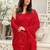 Red embellished sequinned saree with blouse piece