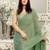 Green striped sequinned saree