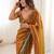 Gold embellished zari satin heavy work saree
