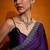 Purple embellished beads and stones satin saree