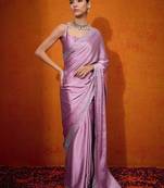 Mauve embellished beads and stones satin saree