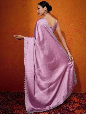 Mauve embellished beads and stones satin saree 4