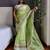 Green floral embroidered organza saree