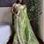 Green floral embroidered organza saree