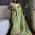 Green floral embroidered organza saree