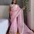 Pink pink & white floral embroidered organza saree
