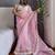 Pink pink & white floral embroidered organza saree