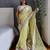 Yellow yellow & white floral embroidered organza saree