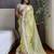 Yellow yellow & white floral embroidered organza saree