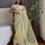 Yellow yellow & white floral embroidered organza saree