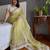Yellow yellow & white floral embroidered organza saree