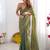 Sea green checked woven design beads and stones  chiffon saree