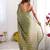 Sea green checked woven design beads and stones  chiffon saree