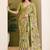 Mehndi green abstract printed pure georgette ready to wear saree