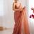 Rust embellished checked sequinned  chiffon saree