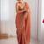 Rust embellished checked sequinned  chiffon saree