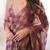 Purple woven design beads and stones  chiffon saree