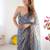 Blue woven design beads and stones  chiffon saree