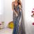 Blue woven design beads and stones  chiffon saree