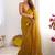 Mustard woven design beads and stones  chiffon saree