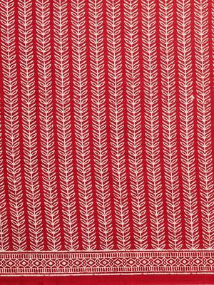 Red ethnic motifs printed art silk bhagalpuri saree 5