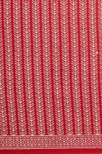 Red ethnic motifs printed art silk bhagalpuri saree