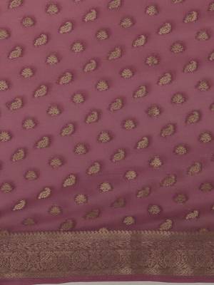 Mauve mauve & gold-toned woven design zari  georgette kanjeevaram saree 5