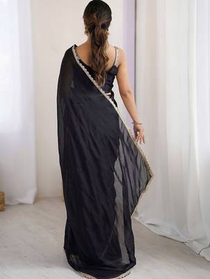 Black sequinned  georgette saree 3