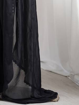 Black sequinned  georgette saree 4