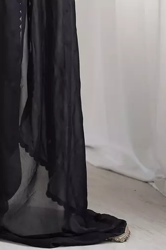 Black sequinned  georgette saree