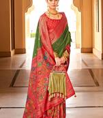 Green woven design zari  banarasi saree