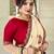 Off white ethnic motifs beads and stones block print saree