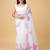 White white & white floral printed beads and stones organza saree