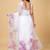 White white & white floral printed beads and stones organza saree