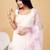 White white & white floral printed beads and stones organza saree