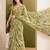Mehndi green abstract printed pure georgette ready to wear saree