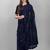 Navy blue striped sequinned saree