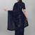 Navy blue striped sequinned saree