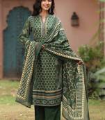 women printed regular thread work  cotton kurta with palazzos & with dupatta