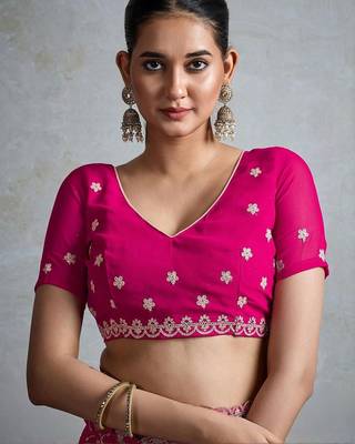 Pink embellished zari  georgette designer saree 3