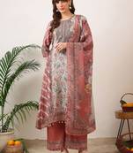 women ethnic motifs printed regular kurta with palazzos & with dupatta