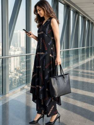 women printed regular kurta with palazzos 2