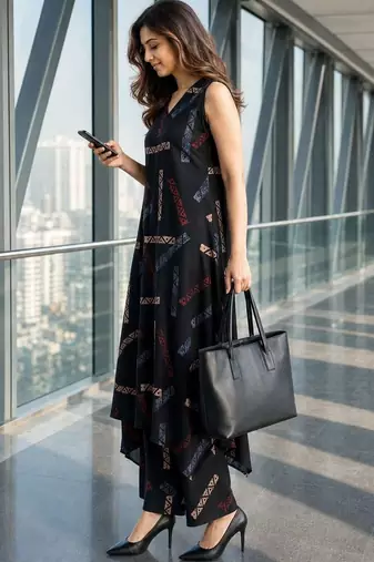 women printed regular kurta with palazzos