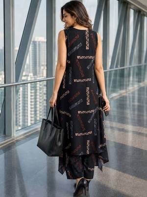 women printed regular kurta with palazzos 4