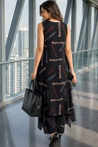 women printed regular kurta with palazzos